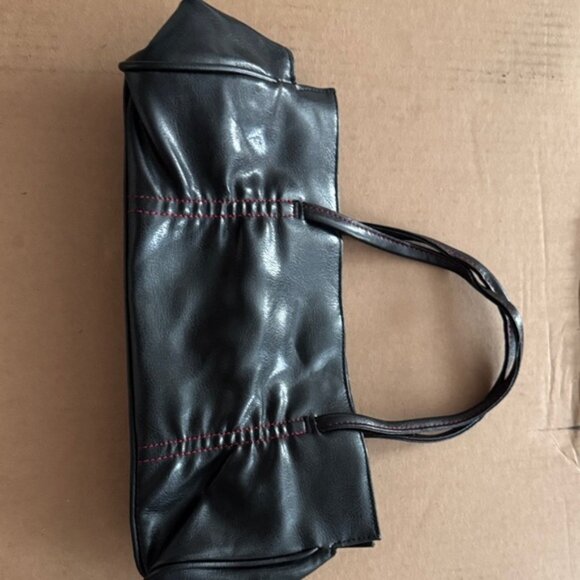 Victoria's Secret Black Faux Leather bag with Red Stitching - Picture 2 of 4